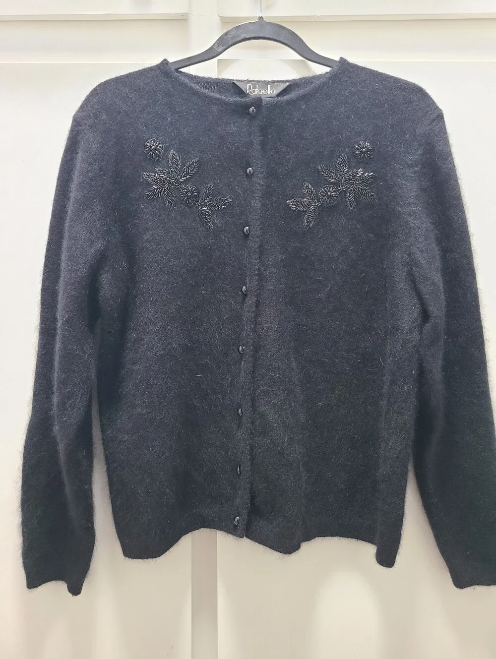 🖤 Vintage Rafaella Beaded Angora Blend Cardigan Sweater- Modern M/L